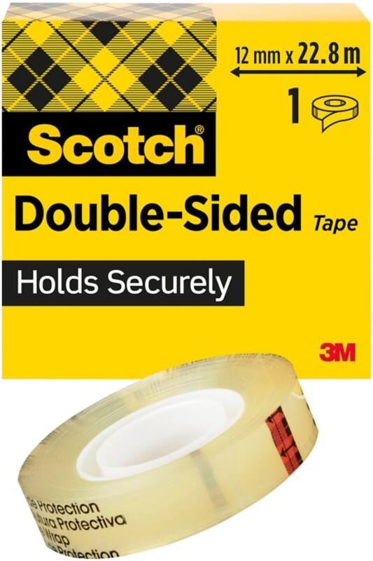 Ruban Adhésif double face Scotch Transparent sans film de protection 12 mm x 22,8 m