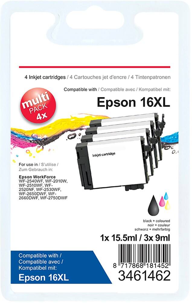 Cartouche jet d'encre Office Depot Compatible Epson 16XL Cyan, magenta, jaune, noir C13T16364012 4 Unités