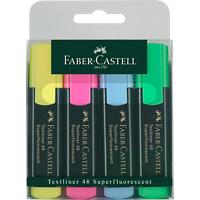 Surligneur Faber-Castell Superfluorescent Assortiment Pointe moyenne Biseautée 1 - 5 mm Rechargeable 4 Unités