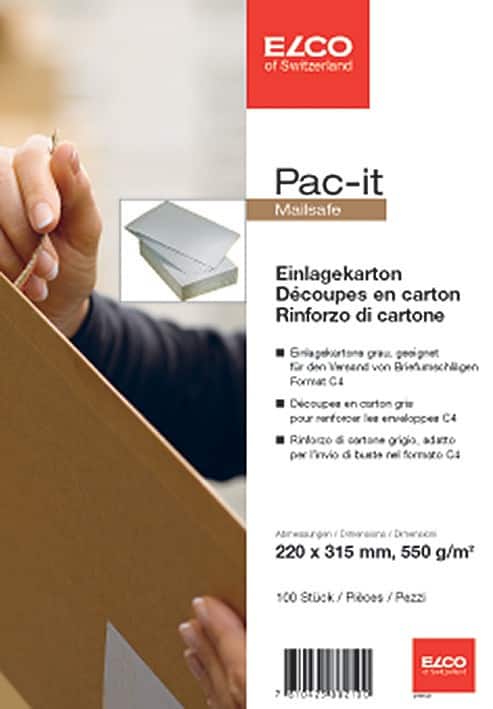 Carton de renfort Elco Pac-it 220 (l) x 315 (H) mm Gris 100 Unités
