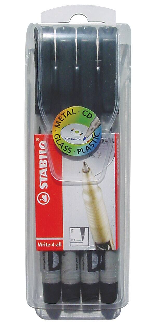 Marqueur permanent STABILO Write-4-all Ogive 4 Unités