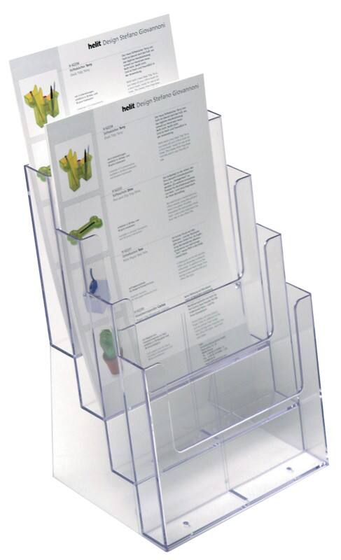 Porte-brochures helit the helpdesk A4 23 (L) x 17 (P) x 34,5 (H) cm Transparent  