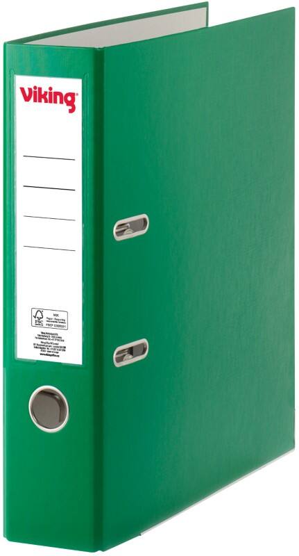 Classeur à levier Viking Large A4 75 mm Vert foncé 2 Anneaux Plastique Mat Portrait