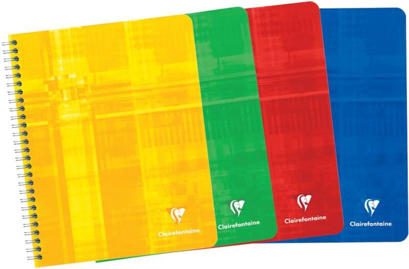 Cahier à double spirale Clairefontaine A5+ Quadrillé Reliure en spirale Carton laminé Assortiment  180 Pages