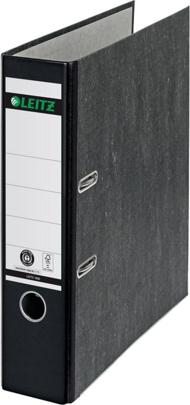 Classeur à levier Leitz Large 180° A4 82 mm Noir 2 Anneaux 1080 Carton Effet Marbre Portrait