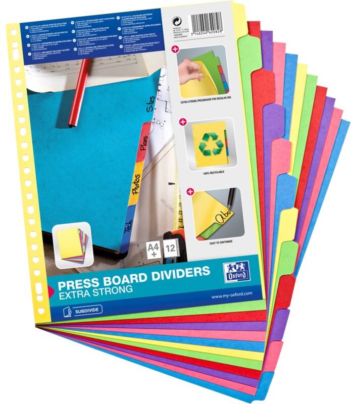 Intercalaires vierges Nature Future OXFORD A4 Assortiment 12 intercalaires Carton 22 Perforations 100204982