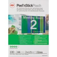 Pochette de plastification Peel'nStick GBC A4 Adhésif Brillant 125 microns (2 x 125) Transparent 100 Unités