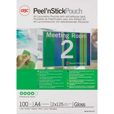 Pochette de plastification Peel'nStick GBC A4 Oui Brillant 125 microns (2 x 125) Transparent 100 Unités