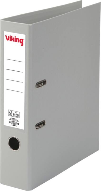 Classeur à levier Viking Large A4 75 mm Gris 2 Anneaux Plastique Mat Portrait