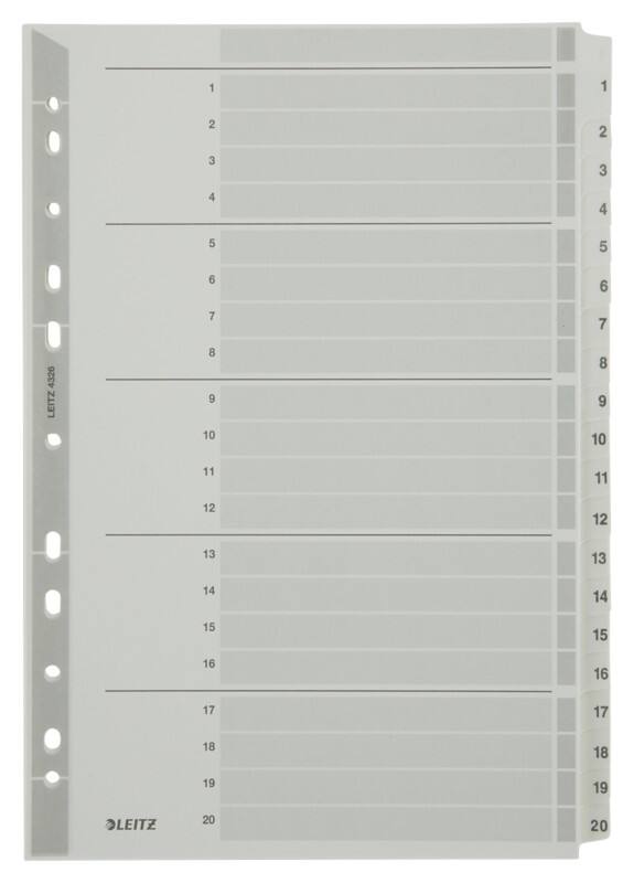 Intercalaires Leitz 160 g/m² A4 20 intercalaires