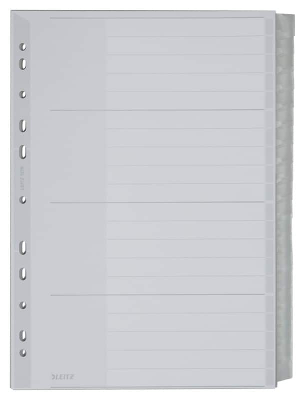 Intercalaires Leitz Vierge A4 extra large Gris Blanc, assortiment 20 intercalaires Polypropylène 11 Perforations 1278