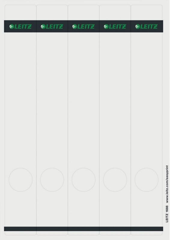 Étiquettes adhésive de dos imprimables PC Leitz 1688 longue pour classeurs à levier Leitz 1050 gris clair 39 x 285 mm 125 unités