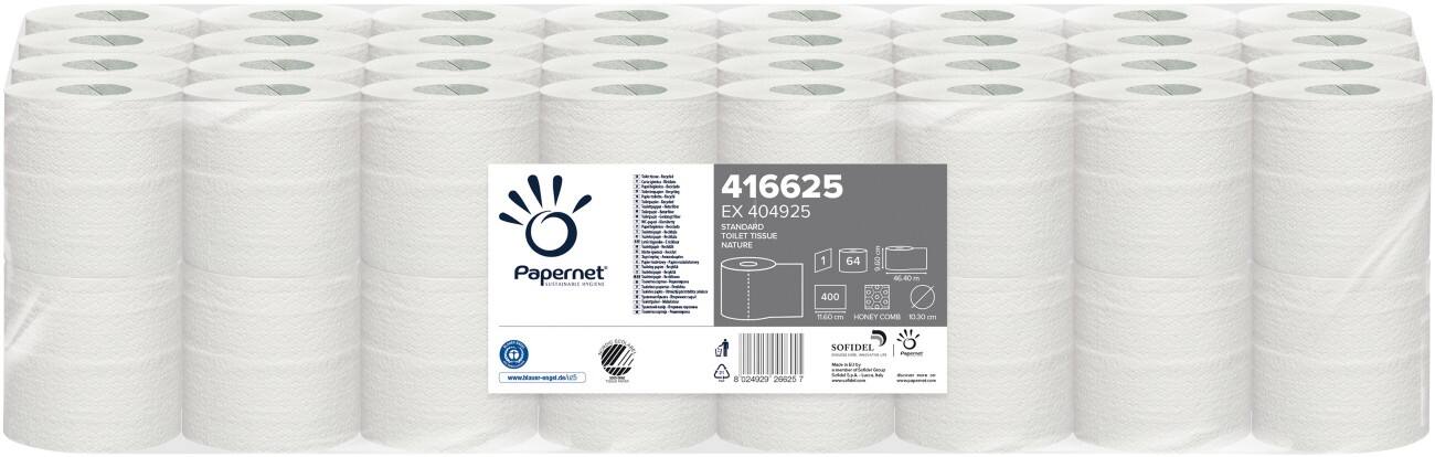 Papier Toilette Papernet 416625 Nature 1 épaisseur 64 Rouleaux de 400 Feuilles