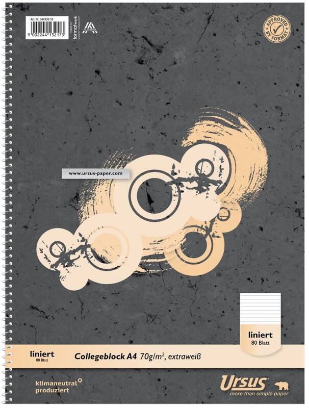 Cahier Ursus Style A4 Ligné Reliure en spirale Papier Gris foncé Perforé 160 pages
