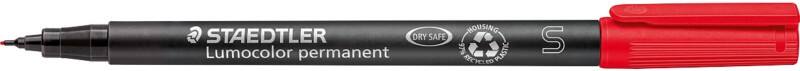 Marqueur permanent STAEDTLER Lumocolor Universal S 97% Recyclé Extra fin Ogive 0,4 mm Rouge Rechargeable 10 Unités
