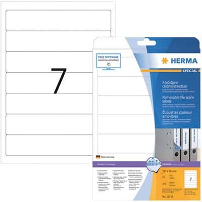 Étiquettes pour dos de classeur HERMA A4 38 mm Blanc 25 Feuilles de 7 Étiquettes 10155