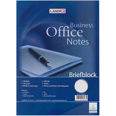 Bloc-notes LANDRÉ Office A4 Bleu Reliure supérieure Couverture en carte Ligné Collé 50 feuilles