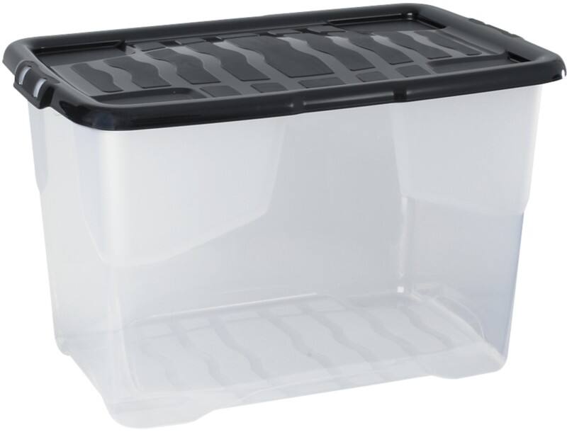 Boîte de rangement Plastique 65 L Noir, transparent 60 x 40 x 37 cm