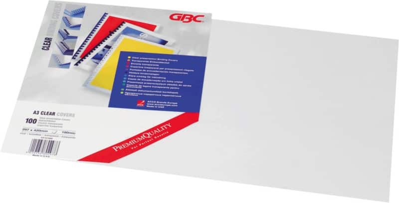 Couverture pour reliure GBC HiClear A3 0,2 mm PVC (Polychlorure de vinyle) Transparent 100 Unités