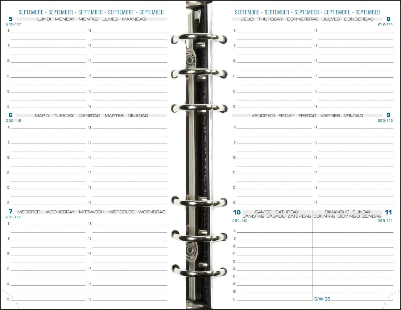 Recharge pour agenda Exacompta Exatime 17 A6 Paysage 1 semaine sur 2 pages 2022 Blanc