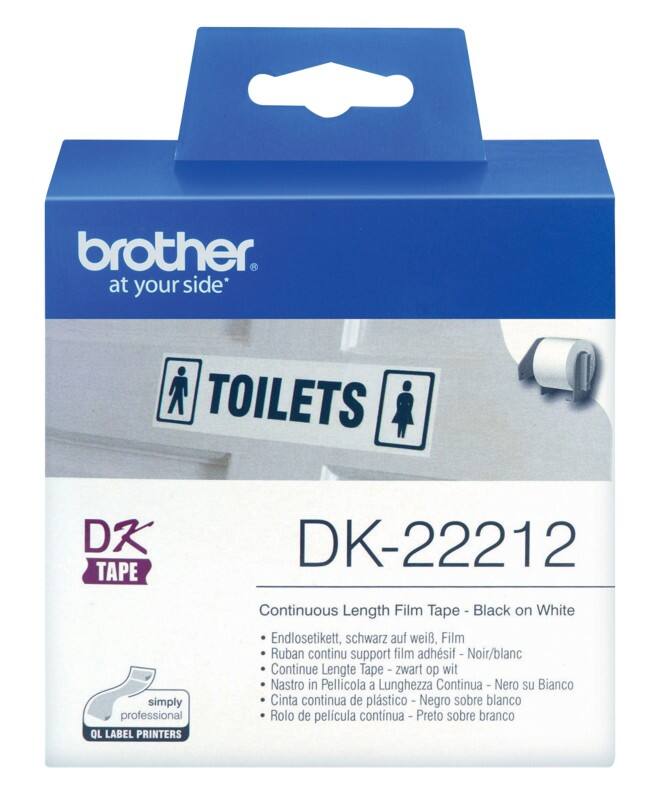 Rouleau d'étiquettes Brother QL Authentique DK-22212 DK-22212 Autocollantes Noir sur Blanc 62 x 62 mm
