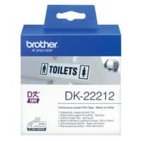 Rouleau d’étiquettes Brother DK-22212 d’origine en continu Autocollantes Noir sur transparent 62 mm x 15,2 m