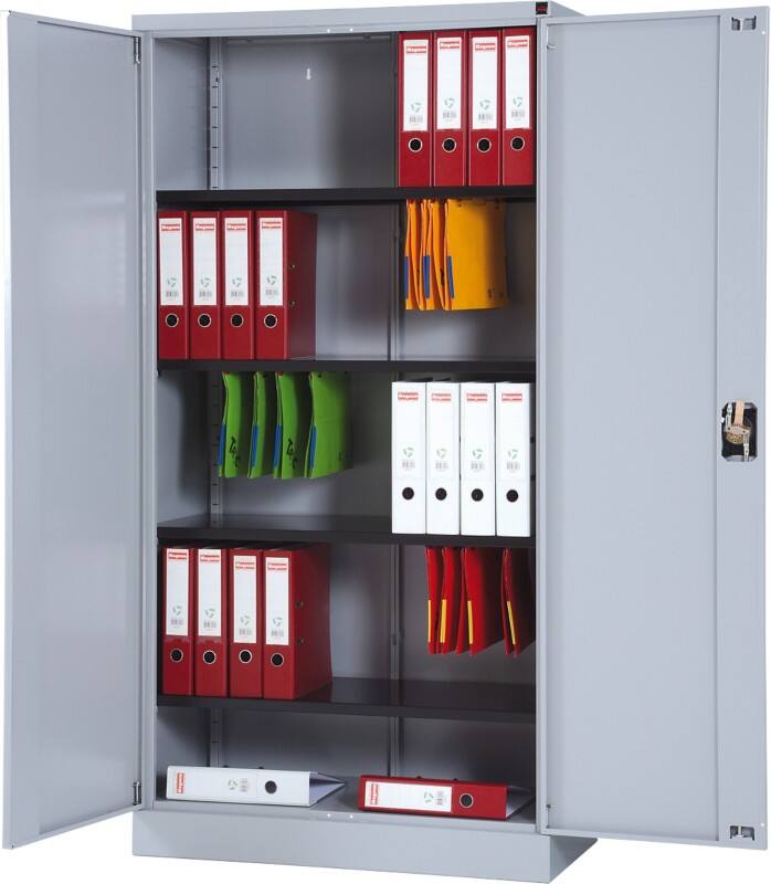 Armoire à portes battantes Realspace Acier 4 Étagères Verrouillable 920 x 420 x 1950 mm Argenté