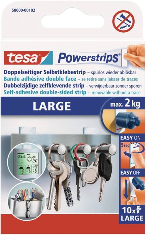 Clou adhésif tesa Powerstrips Large Blanc 50 mm (l) x 0,05 m (L) 10 Unités