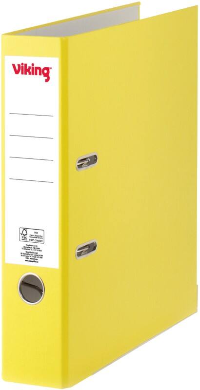 Classeur à levier Viking Large A4 75 mm Jaune 2 Anneaux Plastique Mat Portrait
