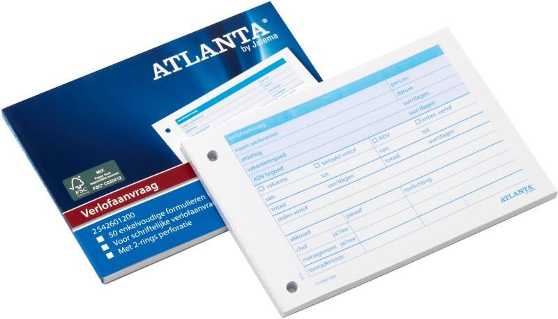 Formulaires de demandes de congés Djois Atlanta Bleu, blanc A6 10,5 x 14,8 cm 50 feuilles