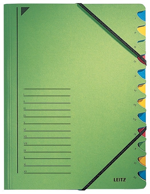 Trieur Leitz carton A4 Vert 12 Compartiments