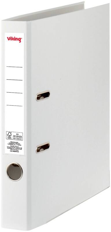 Classeur à levier Viking Étroit A4 50 mm Blanc 2 Anneaux Plastique Mat Portrait
