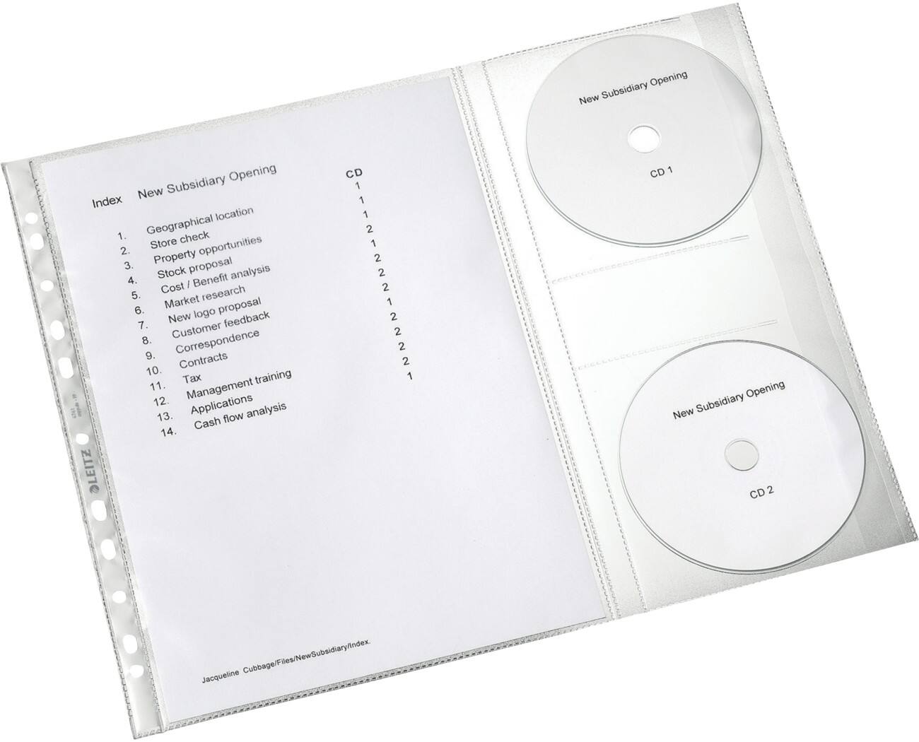 Pochettes de présentation avec porte-CD Leitz 4761 A4 Transparent polypropylène 23 x 31,5 cm 120 microns 5 unités