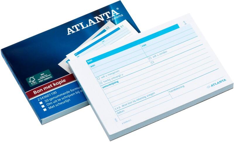 Carnet de commandes autocopiant Djois Atlanta A5436-011 Blanc, bleu A6 10,5 x 14,8 cm 50 feuilles