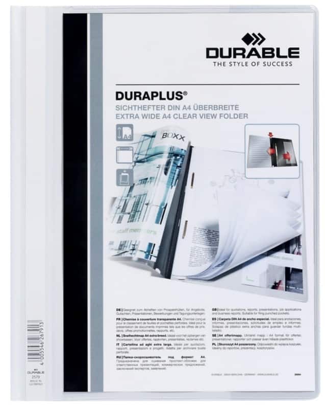 Farde à lamelle DURABLE DURAPLUS 100 Feuilles A4+ Blanc
