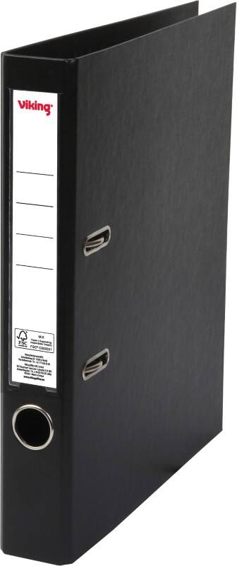 Classeur à levier Viking Étroit A4 50 mm Noir 2 Anneaux Plastique Mat Portrait