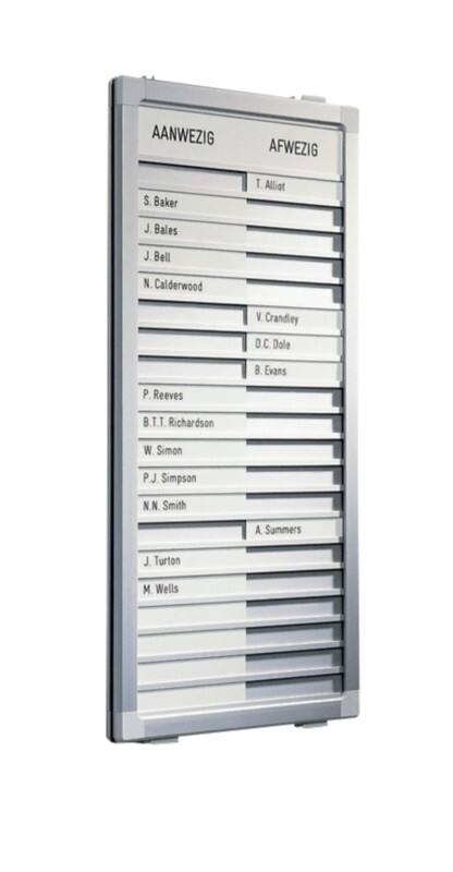 Tableau de présence Legamaster 26 (L) x 31 (H) cm Aluminium, Plastique Gris 10 employés