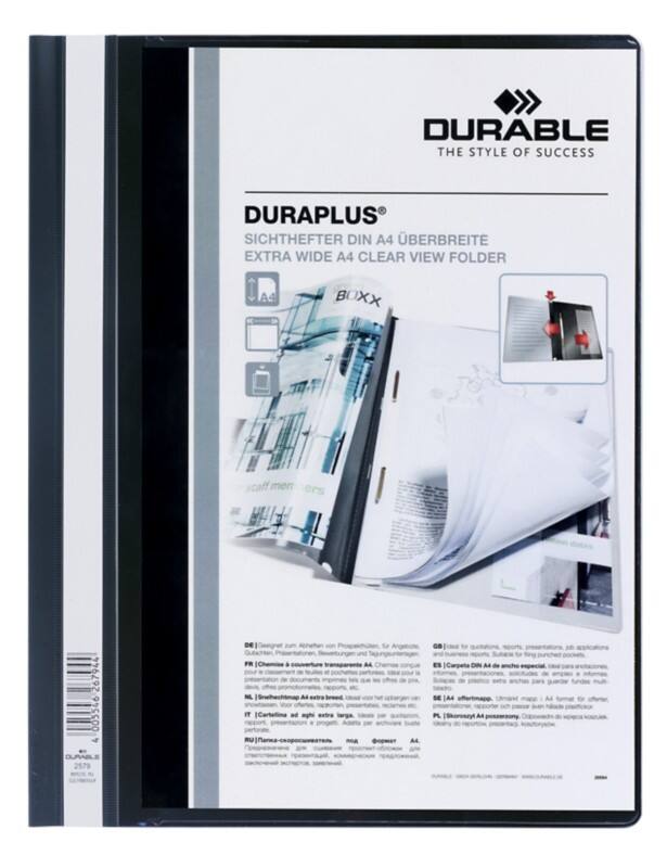 Farde à lamelle DURABLE Duraplus A4 extralarge Noir Polychlorure de vinyle