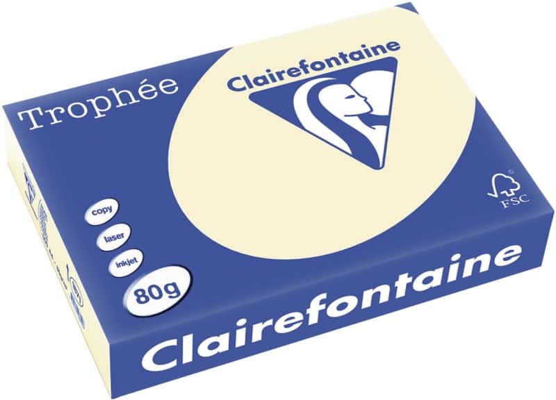 Papier couleur Clairefontaine Trophée A4 Ivoire 80 g/m² 500 Feuilles