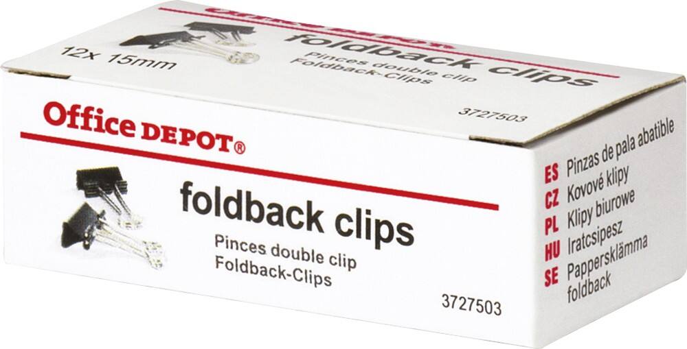 Pinces double clip Office Depot 15 mm Noir 12 Unités