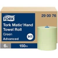 Essuie-mains Tork Matic Advanced H1 Rouleau Vert 2 épaisseurs 0,588 m 290076 6 Rouleaux de 150 m