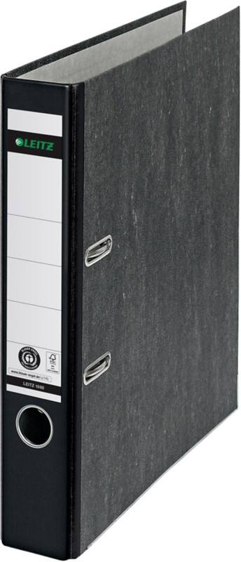 Classeur à levier Leitz Étroit 180° A4 52 mm Noir 2 Anneaux 1050 Carton Effet Marbre Portrait