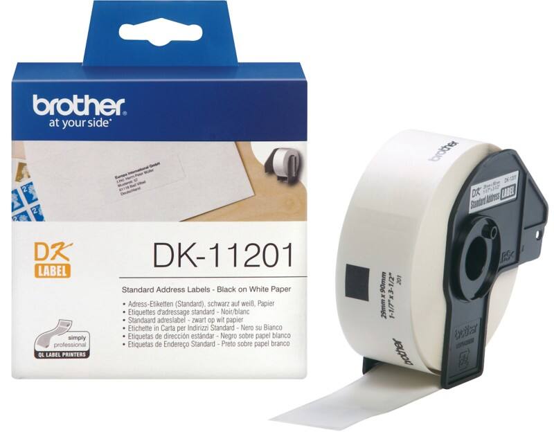 Rouleau d'étiquettes Brother QL Authentique DK-11201 DK-11201 Autocollantes Noir sur Blanc 90 x 29 mm 400 Étiquettes