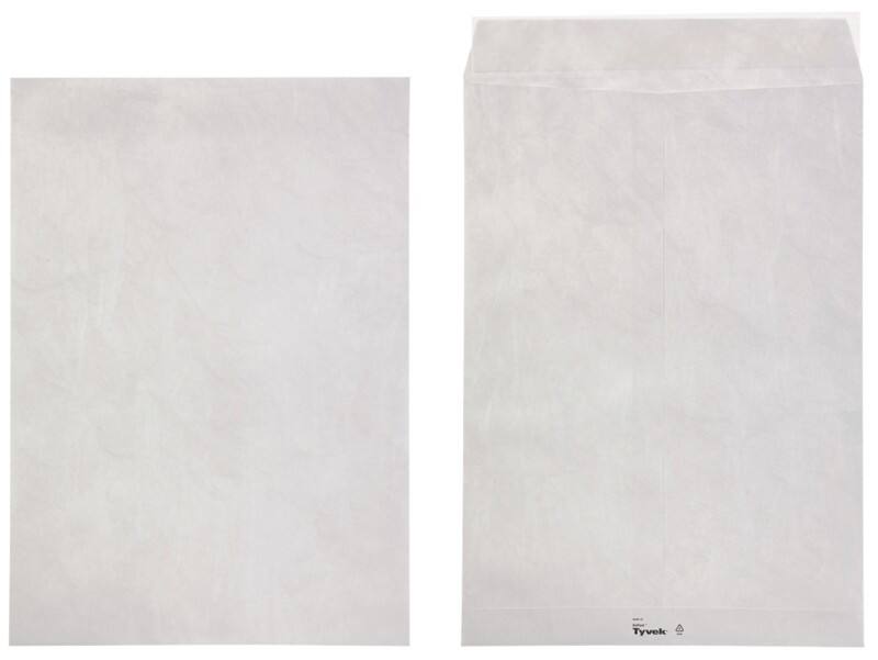 Enveloppes Tyvek Sans fenêtre B4 250 (l) x 353 (h) mm Bande adhésive Blanc 54 g/m² 100 Unités