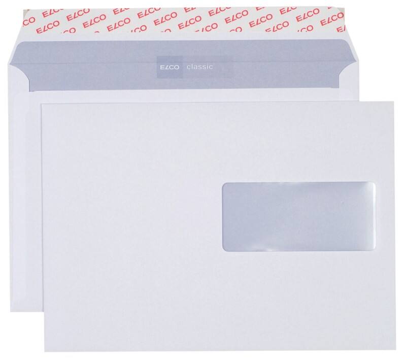 Enveloppes Elco Classic Avec fenêtre C5 229 (l) x 162 (h) mm Bande adhésive Blanc 100 g/m² 500 Unités
