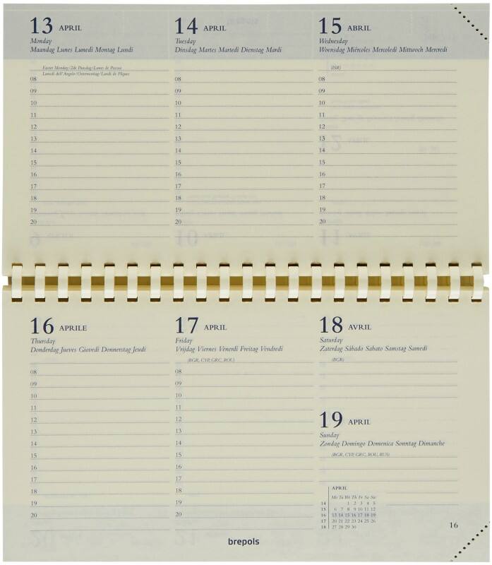 Recharge agenda de poche Brepols Omniplan 2026 A6 1 Semaine sur 2 pages Allemand, Anglais, Français, Italien, Néerlandais, Espagnol Crème 0,738,9900,00,2,0