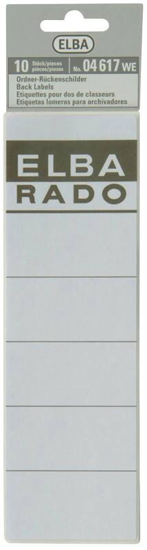 Étiquettes pour dos de classeur RADO ELBA 59 mm Blanc 10 Unités