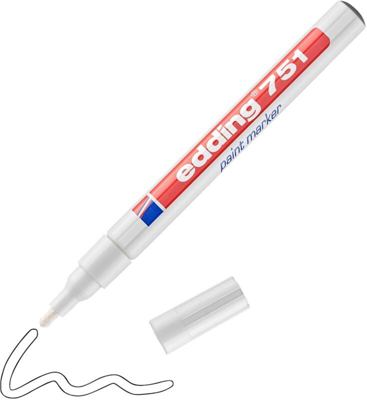 Marqueur peinture edding 751 Permanent Blanc Fin Ogive 1 - 2 mm Résistant à l'eau
