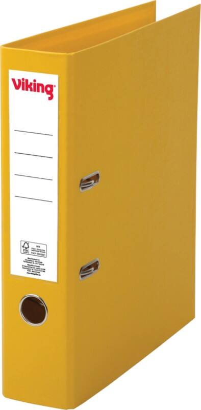 Classeur à levier Viking Large A4 75 mm Jaune 2 Anneaux Plastique Mat Portrait