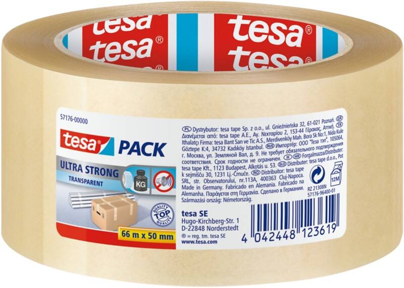 Ruban adhésif d'emballage tesapack tesapack Ultra Strong Transparent 50 mm (l) x 66 m (L) PVC (Polychlorure de vinyle)